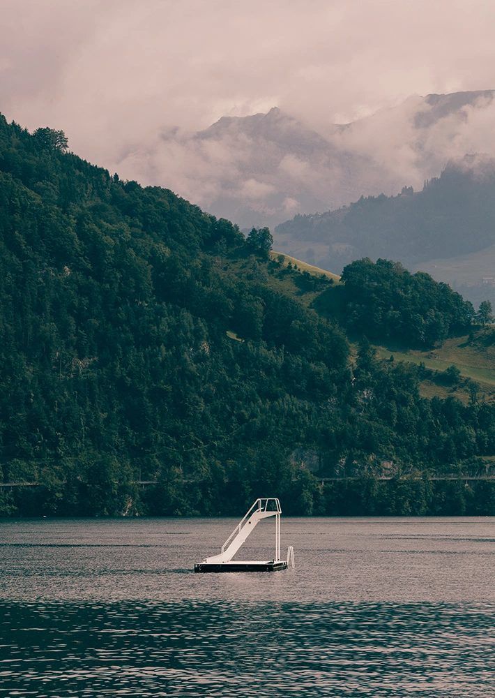 Slide from a jetty into the lake