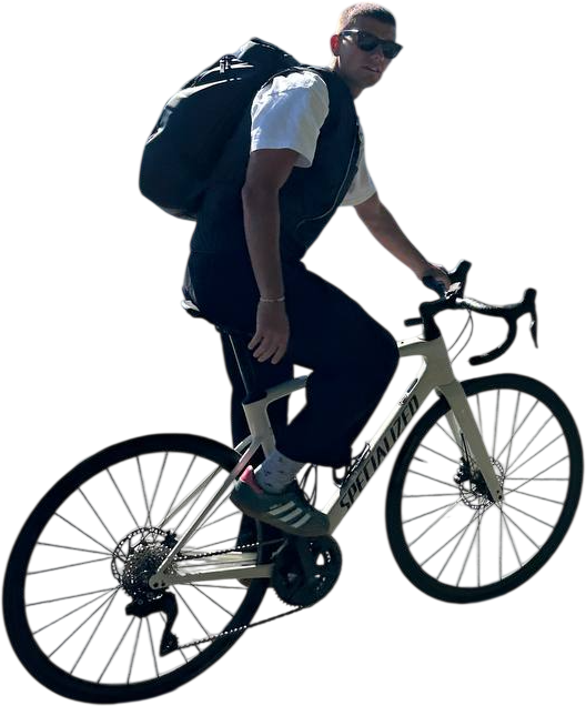 Luka auf dem Rennvelo