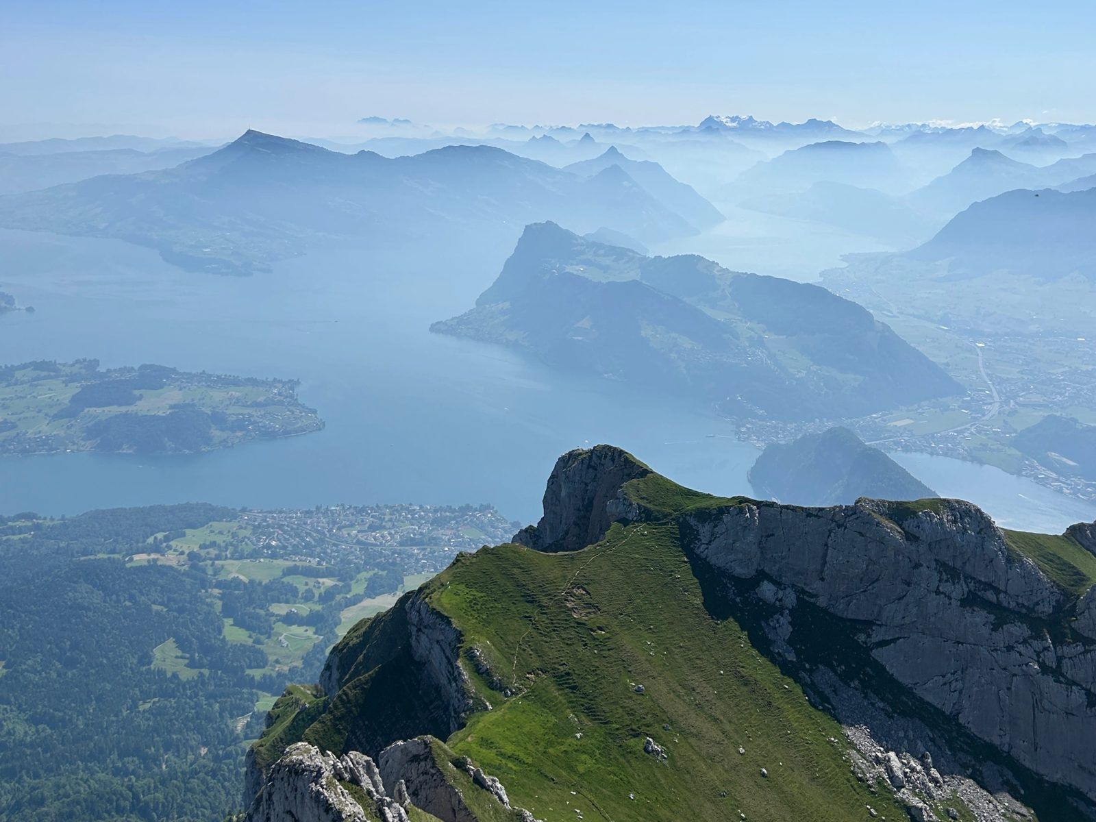 View from Mount Pilatus over Lake Lucerne and the mountains